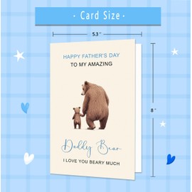 IDU Funny Fathers Day Card for Dad，Fathers Day Card Gifts for Dad from Daughter Son Kids，Humorous Father's Day Cards Gifts with Heartfelt Design - Daddy Bear I Love You BEARY Much