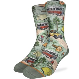 Good Luck Sock Men's Vintage Camping Trip Socks, Adult