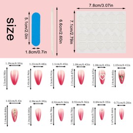 NICENEEDED 24 Pcs Medium Almond Press on Nails, Red Gradient False Nails Heart Fake Nail, Shiny Glossy Glue on Nails Artificial Nail Full Cover on Nails for Women