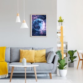 GDYEEH DIY 5D Bright Moon Diamond Art Kits, Round Full Drill Moonlit Night Diamond Painting Picture, Tree Flowers Painting by Numbers Art Kits for Adults Beginners Home Wall Decor 12x16 inch