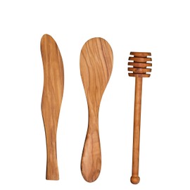 Scanwood Olive Wood Shaker Spoon Dipper Set