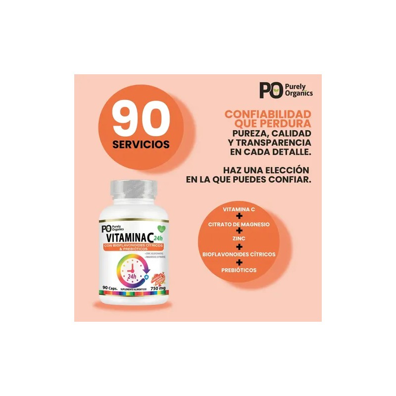 Purely Organics Combo 2 Vitamina C24h De Liberación Prolongada 90