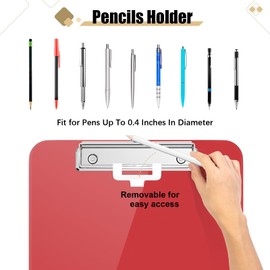 Hnogri Plastic Clipboard, Standard A4 Letter Size Clipboards for Students, Office and Women, Clipboard with Pen Holder and Low Profile Clip, Size 12.5 x 9 Inches, (Red)