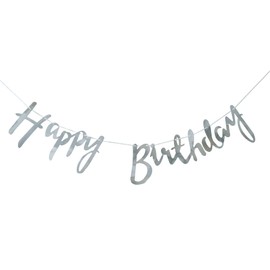 Silver happy birthday banner -Birthday Party Decorations - Birthday Decoration Party Supplies for Girls Boys Kids and Adults