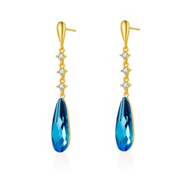Sunttifen Austrian Crystal Drop Earrings Long Earrings Gold-Plated Silver Jewellery Gift for Wife Mother Wife, Crystal