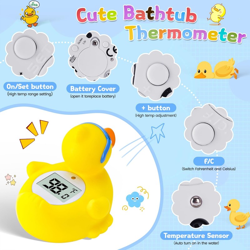 Baby Bath and Room Thermometer - Floating, Auto Sleep Mode,