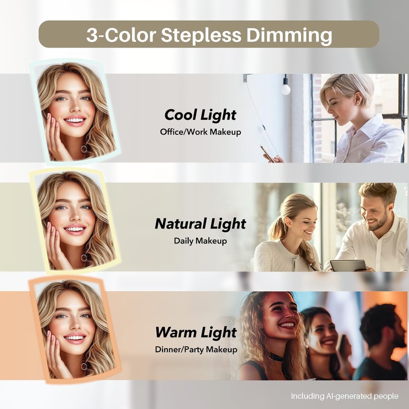 Makeup Mirror,Vanity Mirror with Lights,2X/5X,White