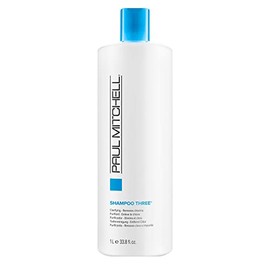 Paul Mitchell Shampoo Three, Champú clarificante, Limpia impurezas + Elimina cloro, Para todo tipo de cabello, Ideal para nadadores, 1 L
