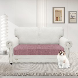 MAXIJIN Waterproof Couch Cushion Covers Stretch Sofa Seat Slipcovers Washable，Sectional Outdoor Cushion Covers with Elastic Bottom for Dogs Pets Kids (2 Pc Cushion Cover, Dusty Pink)