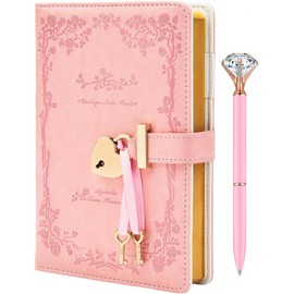 Keyed Notebook, B6, Diary, Cute, PU Leather, Refillable, Student, Keyed Notebook, Stylish, Stationery, School Supplies, Anniversary, Birthday, Children, Elementary School Students, Girls, Gift (Red)