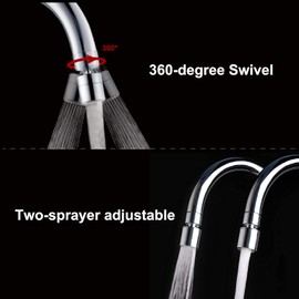 iFealClear 360 Degree Rotatable Tap Aerator for Kitchen Sink Dual Flow Aerator Faucet Sprayer Attachment Water Saving 22mm Female Thread - Chrome