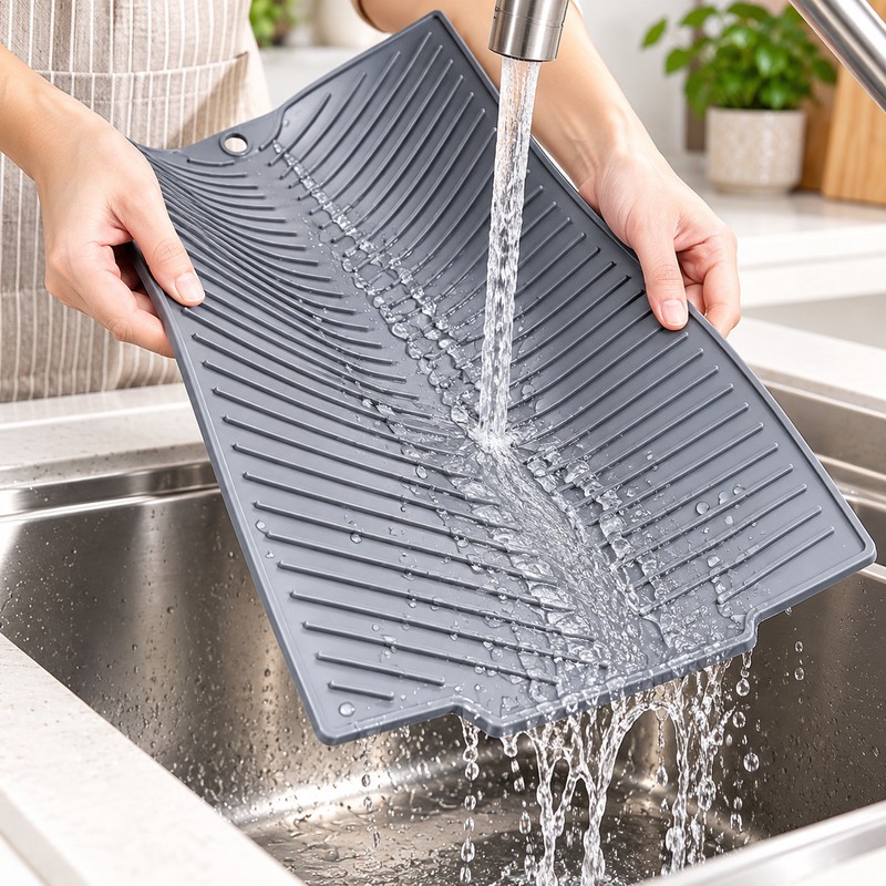 Silicone Dish Drying Mat for Kitchen Countertops – Non-Slip, Multi-Purpose