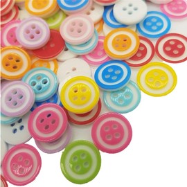 200 botones surtidos, 1/2 pulgadas, 4 agujeros de resina para manualidades y manualidades, costura y decoración