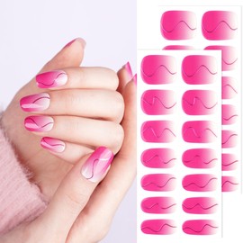 DANNI & TONI Semi Cured Gel Nail Strips Pink Ombre White S Curve Gel Nail Stickers (Blush Aura) Peach Wraps UV Nails 28 Stickers