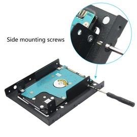 Dual 2.5 to 3.5 Inch HDD/SSD Hard Disk Mounting Bracket, Metal Mounting Bracket Convert Any 2.5 Inch SSD/HDD Hard Disk Drive, Included SATA and Power Cables Suitable for Desktop PC
