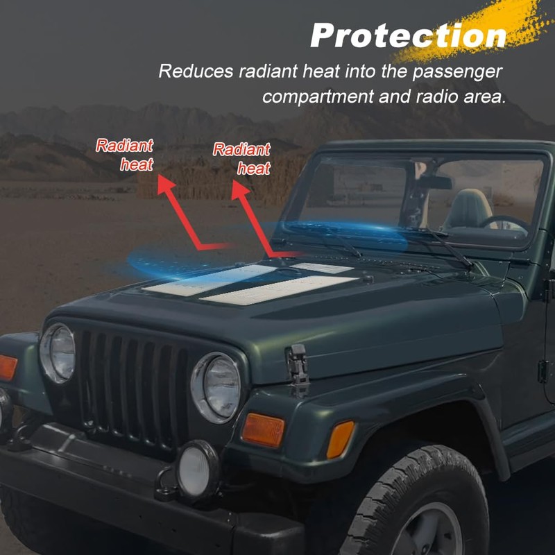 REARACE Vented Hood Louver Kit Fit for Jeep Wrangler TJ
