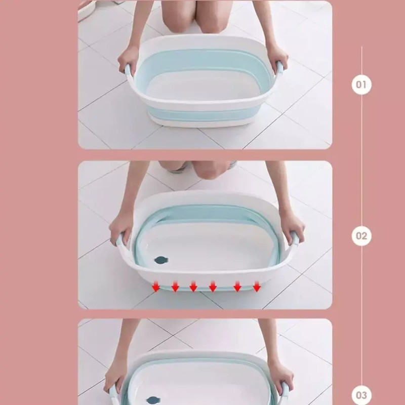 공간절약활용 접이식 플라스틱 씻는 발 휴대용 발을 접기 담가여행 통을