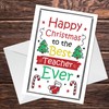 Cute Happy Christmas Card For Teacher Nursery Preschool School Thank