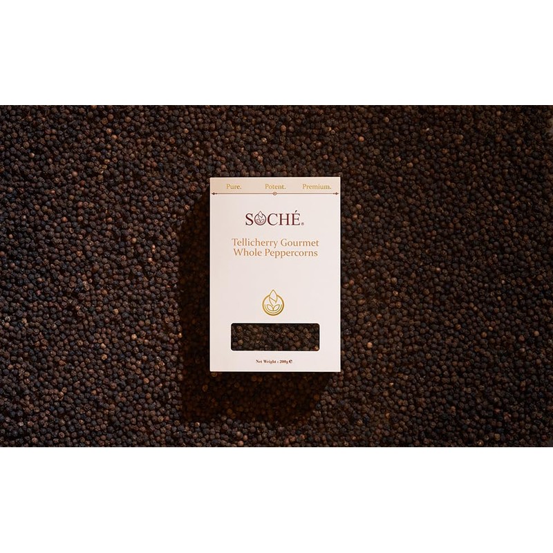 Soché Tellicherry Black Peppercorns 200 g, Hand Selected Whole Pepper