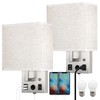 CADUKE Bedside Wall Lamp Set of 2, Plug in Wall