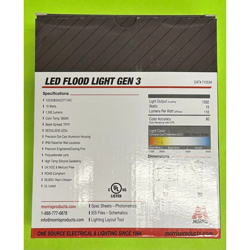 Morris 71553A Gen 3 LED Flood Light WHITE 15W 1592