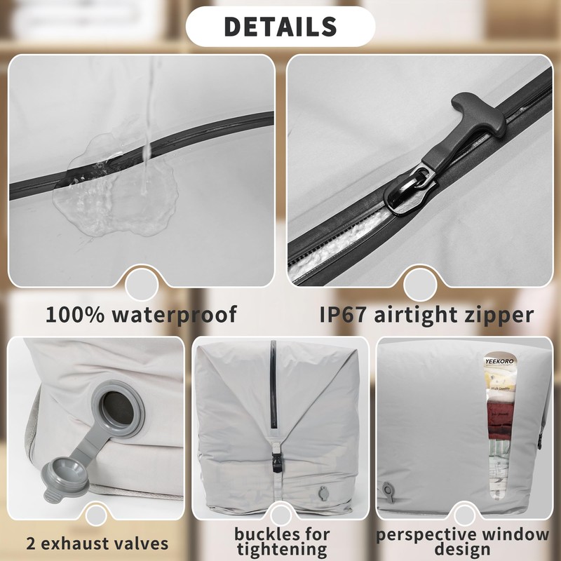 YEEKORO Vacuum Storage Bags for Home, Professional IP67 Waterproof Reusable
