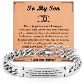 Shuxin Birthday Gifts for Son from Mum, Stainless Steel Cuban Link Bracelet Gifts for Teenage Boys, Christmas Graduation Presents for Son, Xmas Stocking Fillers