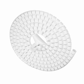 Tubo Espiral para Organizar Cables, Protector Flexible contra Calor y Abrasión, 16mm x Blanco, Ideal para Automóvil, Casa y Taller