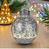 formano Deko-Kugel Silber- Frosty 29cm mit LED Licht Timer Beleuchtete