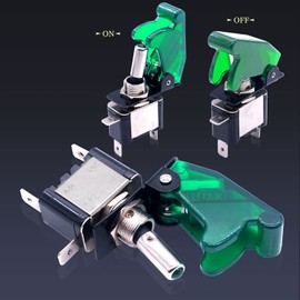 Taiss Pack of 3 Rocker Switch 12 V DC 20 A Green LED Rocker Switch Illuminated 3 Pin On/Off SPST with Green Waterproof Safety Cover ASW-07D-G+MZ
