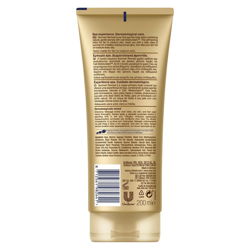 Dove DermaSpa Summer Revived Fair To Medium Skin Body Lotion