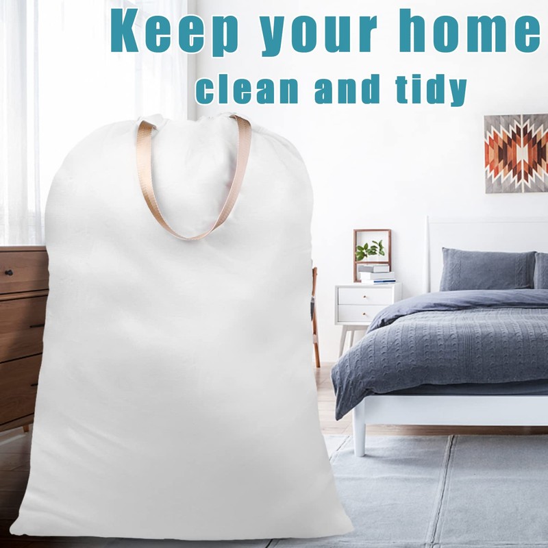 LOLOMLO Extra Large Canvas Laundry Bags with Handles & Drawstring