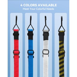 4 Pcs 40'' Red Heavy Duty Flat Adjustable Bungee Cords with 200 Lbs Max Break Strength & Easy-to-Adjust Metal Buckle, Outdoor Bungee Straps with Hooks for Camping, Tarps, Bike Rack, Tent, Truck, etc