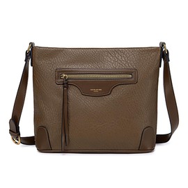 David Jones - Shoulder Bag for Women Multiple Pockets - Large Handbag - Faux Leather Shoulder Bag - Multiple Zipped Compartments - Messenger Bag - Classic City Elegant, Brown / Taupe, messenger