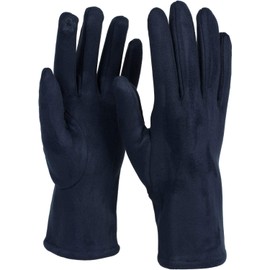 styleBreaker Women's Touchscreen Fabric Gloves with Removable Knitted Cuffs, Warm, Winter Finger Gloves, 09010022 - darkblue