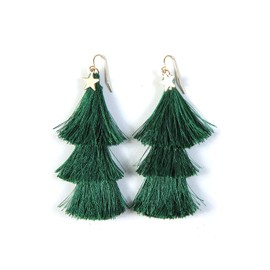 Tipsy Elves Womens Bright Christmas Tree Tassel Earrings for Holiday Parties