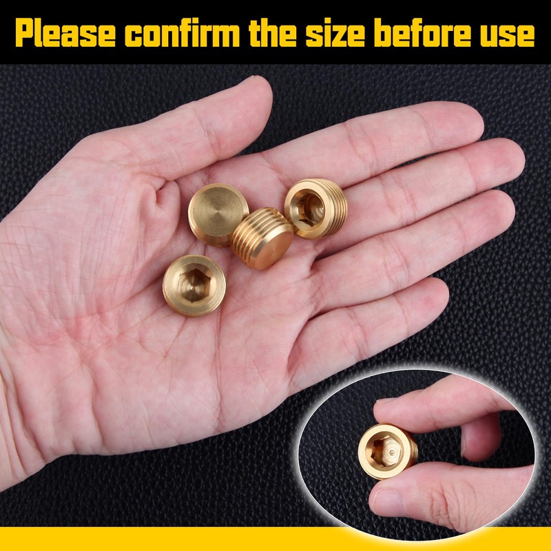 LEONTOOL NPT Male Pipe Plug Fitting Set 3/8" 10pcs Brass