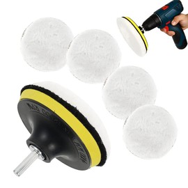 7 Pcs Wool Polishing Buffing Pads Buffer Foam Drill Wheel Pad Waxing Pads Car Polishing Pad Kit for Car Polisher, Car Polishing Bonnets Lambs Wool Buffer
