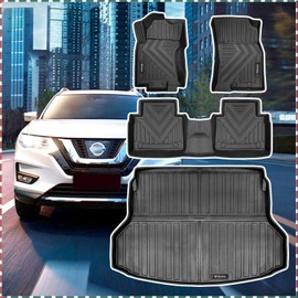 Antsvnn Fit for Nissan Rogue 2020-2014 Floor Mats Cargo Liners, All-Weather 3D Custom Interior Car Mats Set for 2014 2015 2016 2017 2018 2019 2020 Nissan Rogue Accessories