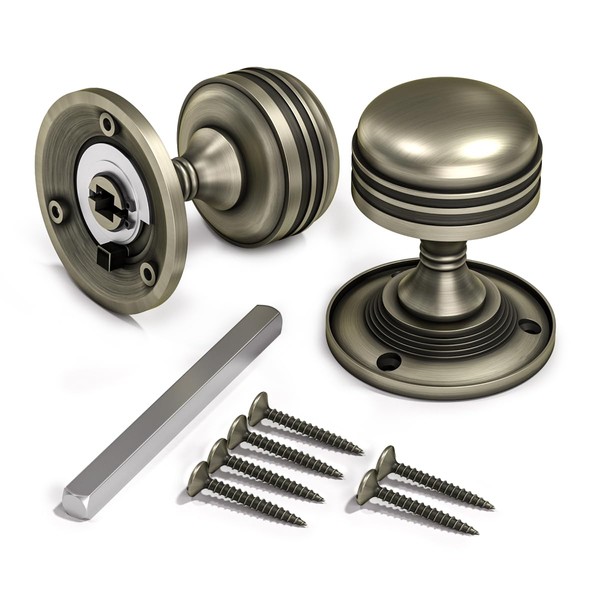 Bwintech 1 Set Ringed Mortice Door Knobs,Bronzed Finishing Pull Door