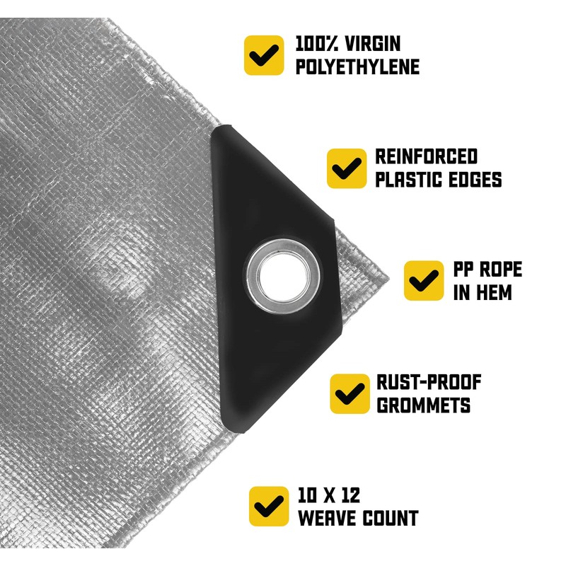 Core Tarps Classic 5 Mil Tarp Cover, Waterproof, UV Resistant,