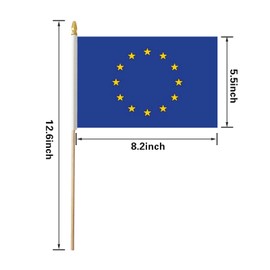 European Union Stick Flag, European Union Small Mini Hand Held Flags, Small European Union Flag 5x8 Inch,12 Pack, Party Decorations Supplies for Parades,World Cup,Festival Events