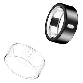 Cover Compatible for Oura Ring 4/Gen 3 Horizon/Gen 3 Heritage,Charging Directly,Ultra-Thin Rugged TPU Polished Elastic Ring Finger Sleeve Protector for Workout Gym Women Men -Clear+Black -Size 7