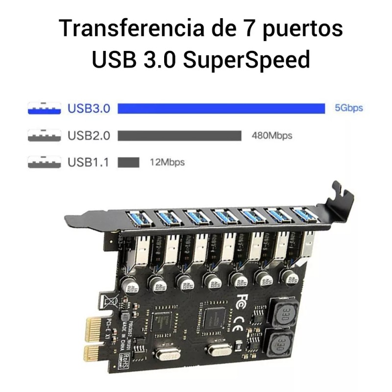 Jeswo Adaptador Tarjeta De Expansión Pci-e A Usb 3.0 De
