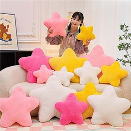Cuddly Cushion Children's Star Cushion, Plush Cushion Decorative Cushion for Cuddly Corner Children's Room, Soft Fluffy Star Shape Decorative Cushion Sofa Cushion for Home Decoration (Pink, 50 cm)