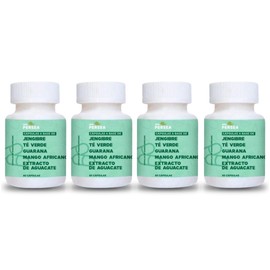 A&G PERSEA PACK 4 Frascos de 60 cápsulas C/u a base de té verde con jengibre, extracto de aguacate, ingredientes naturales (4)