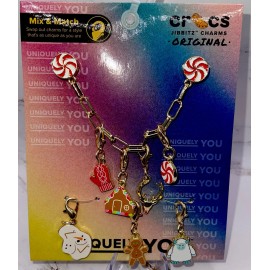 CROCS  Jibbitz 7 Charms 🧤 Holiday Gold Bracelet Chain Peppermint Candy