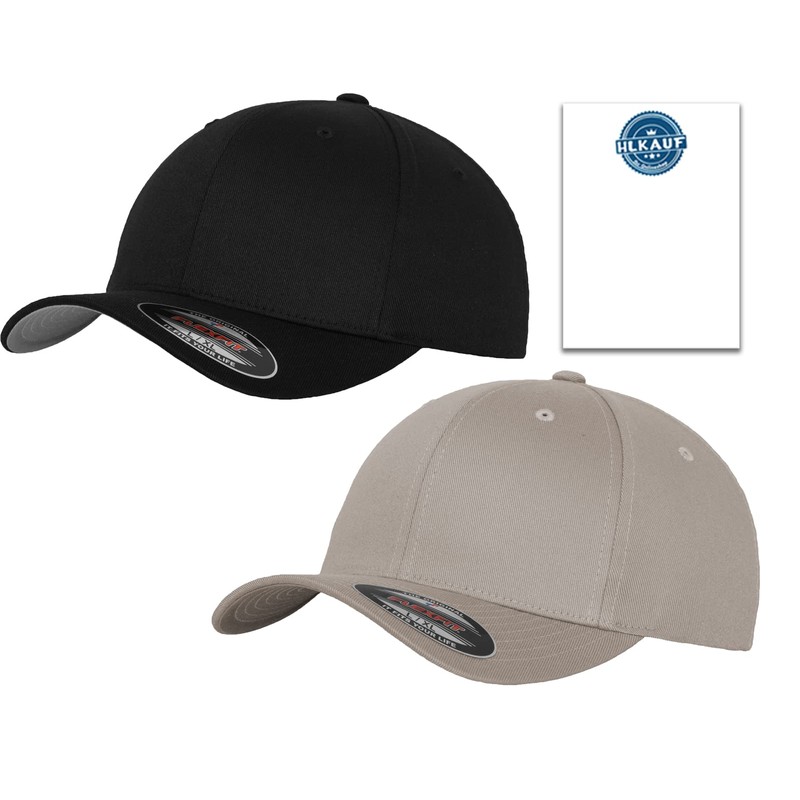 HLKauf Flexfit Unisex Woolly Combed Cap, Baseball Cap, Grey Underside,