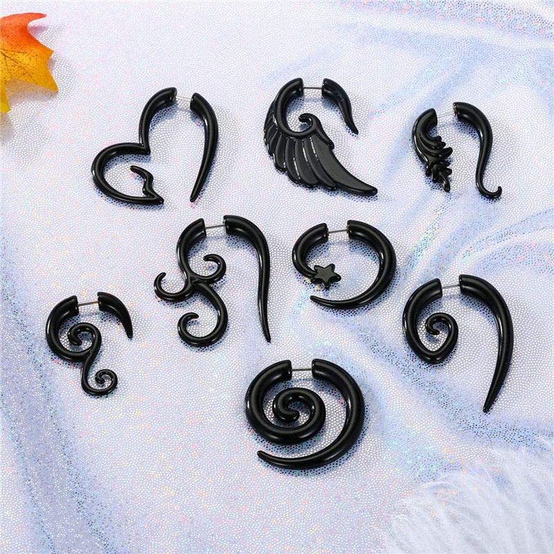 Q-XIAOKEAI 8 Pairs 16G Spiral Fake Gauges Acrylic Ear Tapers