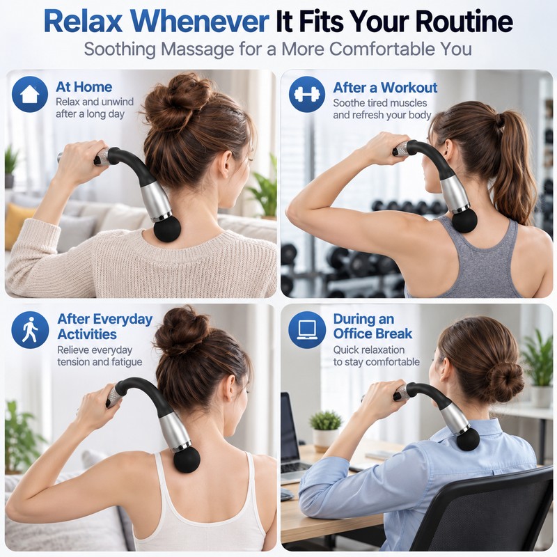 U-Shaped Massage Gun for Back & Body – Extended Handle